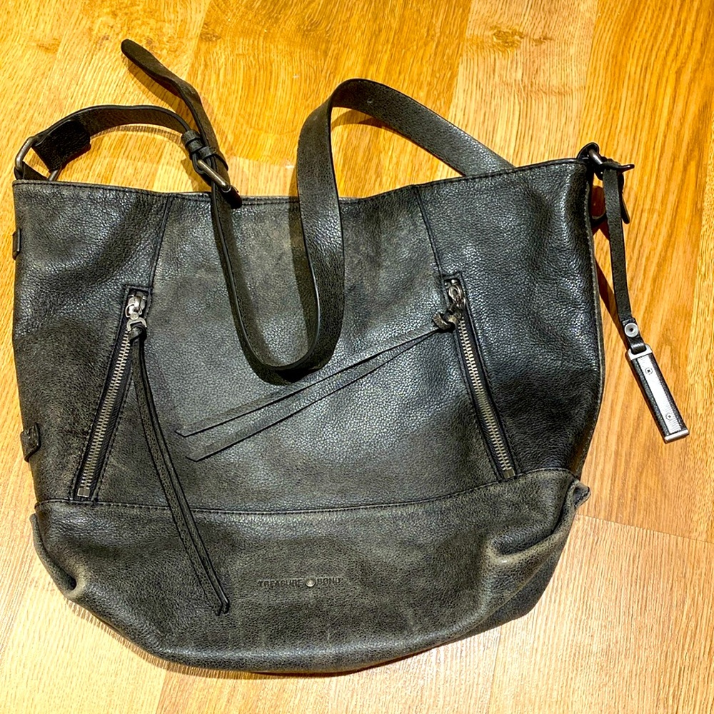 Treasure & Bond Women's Handbag Purse Faded Black Leather